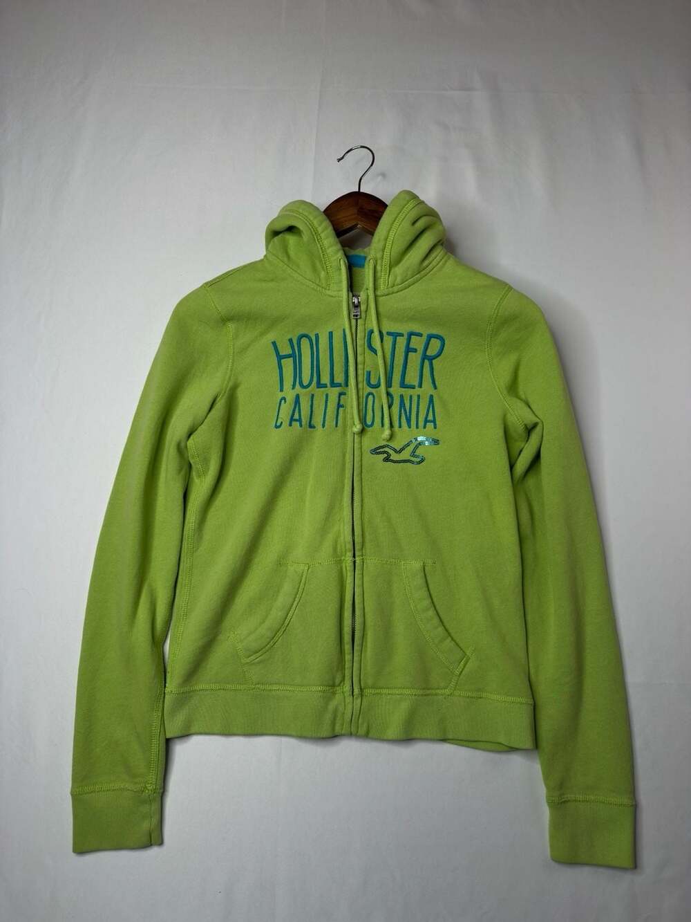 Hollister California Full Zip Hoodie Size M Green